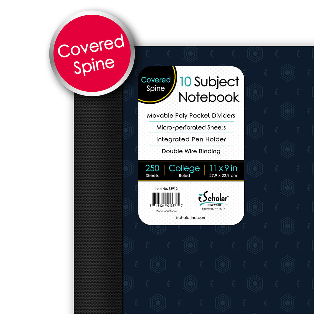 iQ+ Premium 10 Subject Poly Notebook College Ruled  11 x 9in 250 Sheets 58912