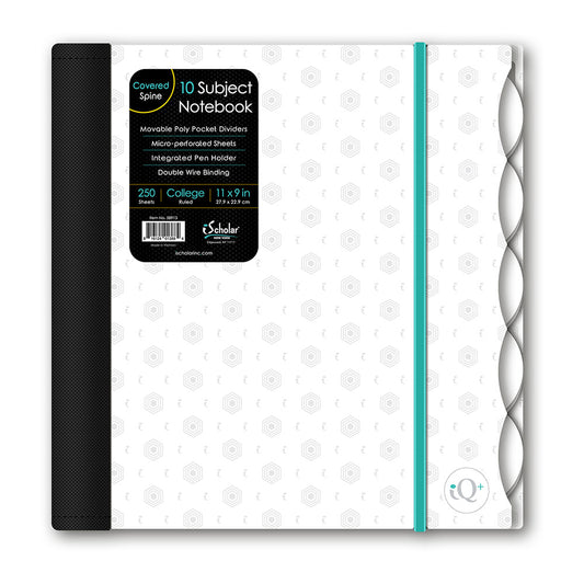 iQ+ Premium 10 Subject Poly Notebook College Ruled  11 x 9in 250 Sheets 58913