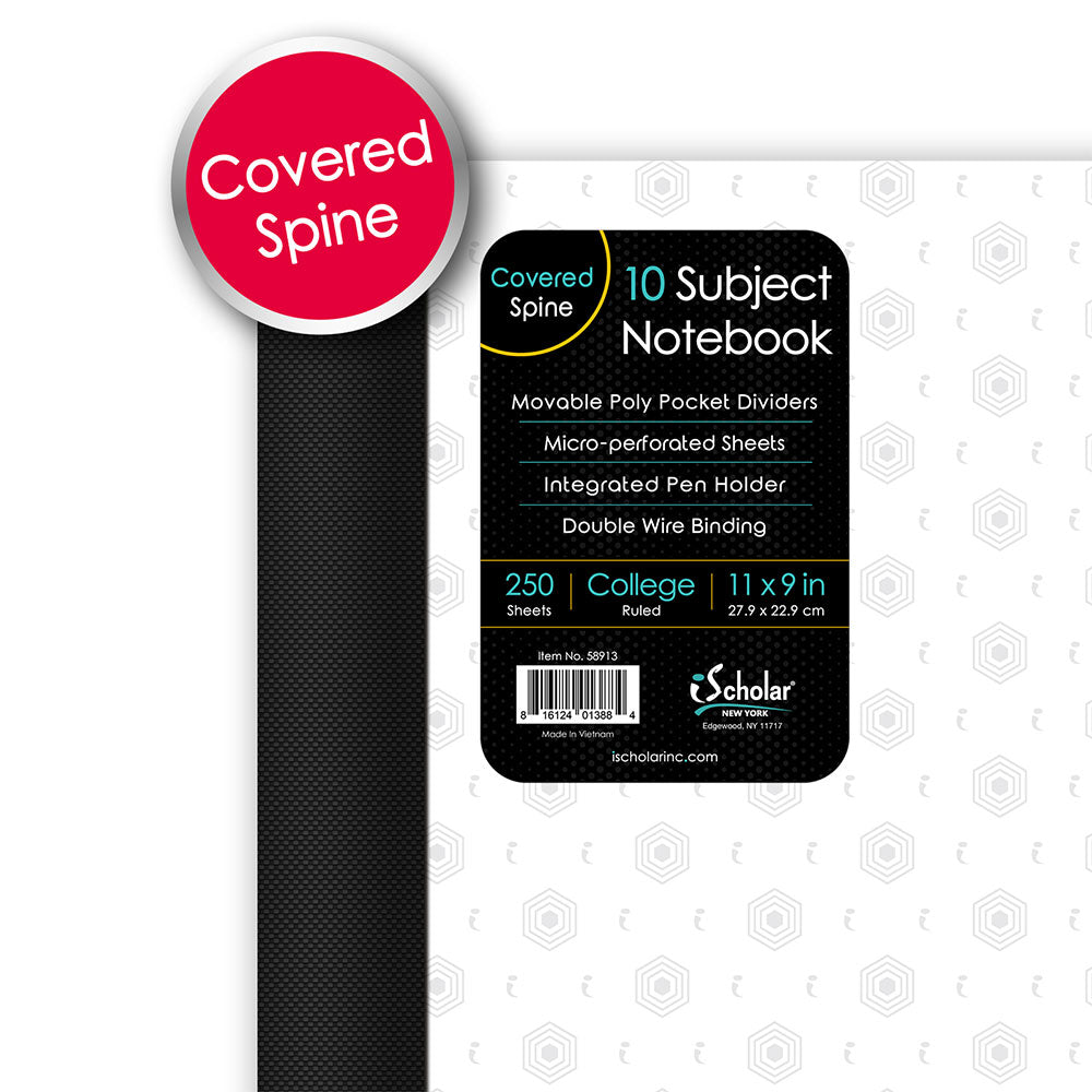iQ+ Premium 10 Subject Poly Notebook College Ruled  11 x 9in 250 Sheets 58913