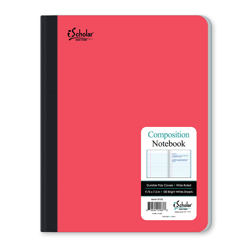 Poly Covers Color Composition Notebook Wide Ruled 9.75 x 7.5in 100 Sheets 59100