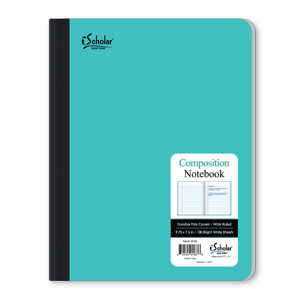 Poly Covers Color Composition Notebook Wide Ruled 9.75 x 7.5in 100 Sheets 59100