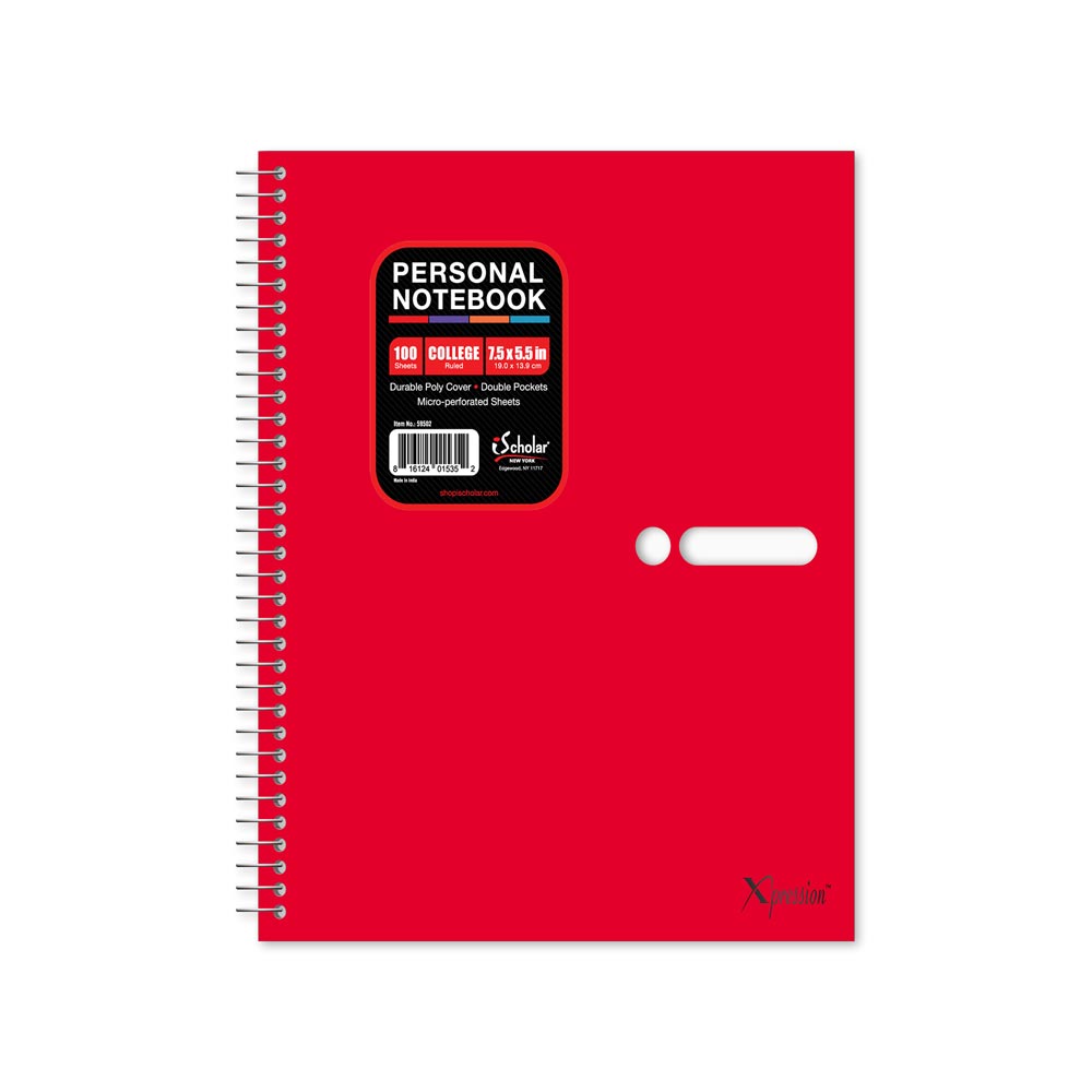 Personal Poly Notebook College Ruled 7.5" x 5.5"  100 Sheets 59502