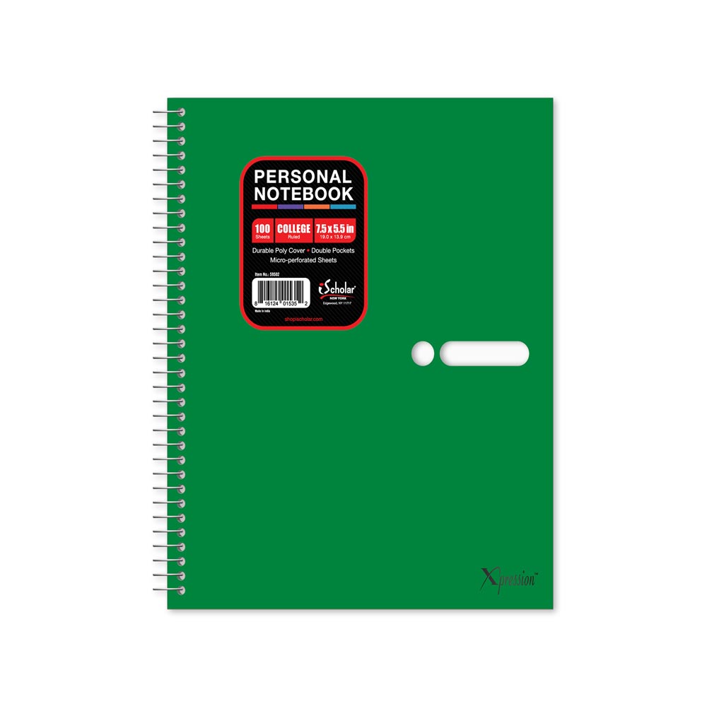Personal Poly Notebook College Ruled 7.5" x 5.5"  100 Sheets 59502
