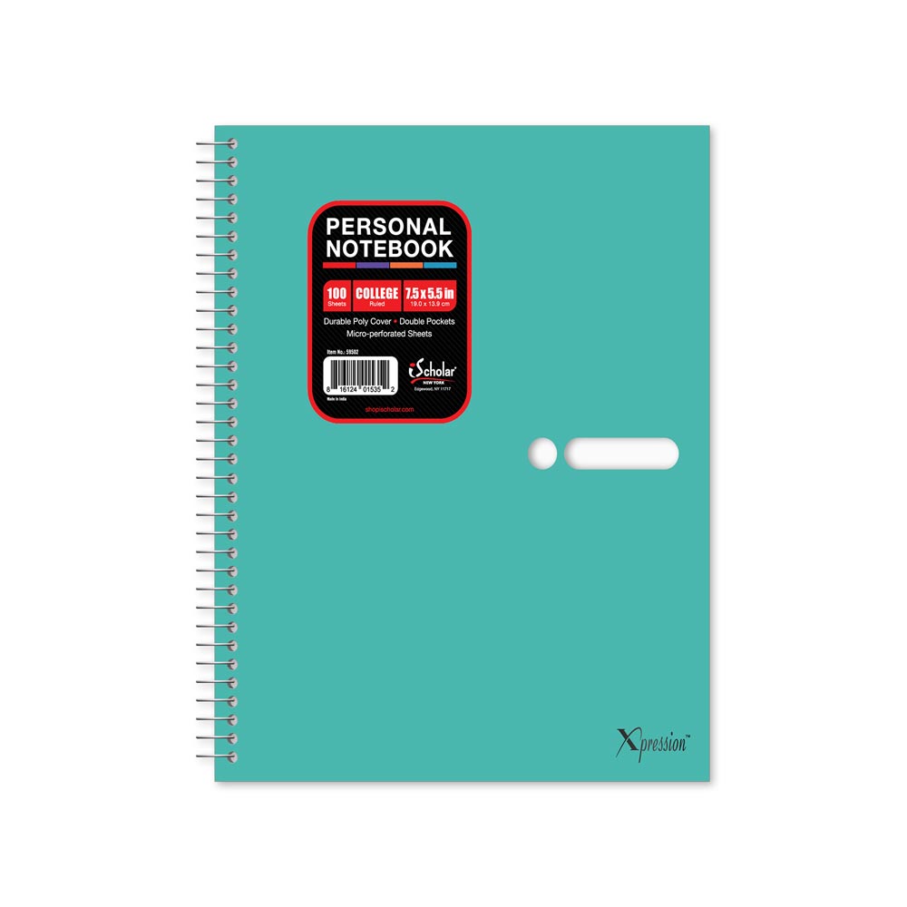 Personal Poly Notebook College Ruled 7.5" x 5.5"  100 Sheets 59502