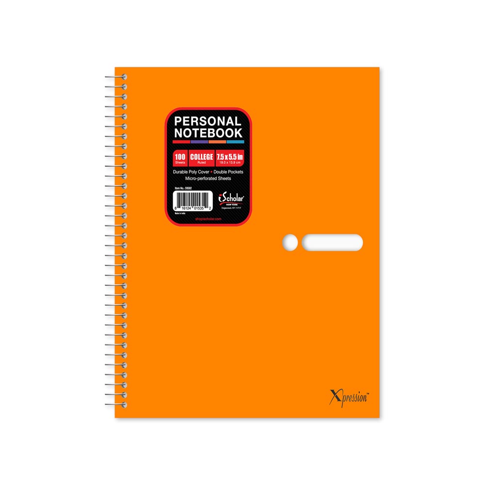 Personal Poly Notebook College Ruled 7.5" x 5.5"  100 Sheets 59502