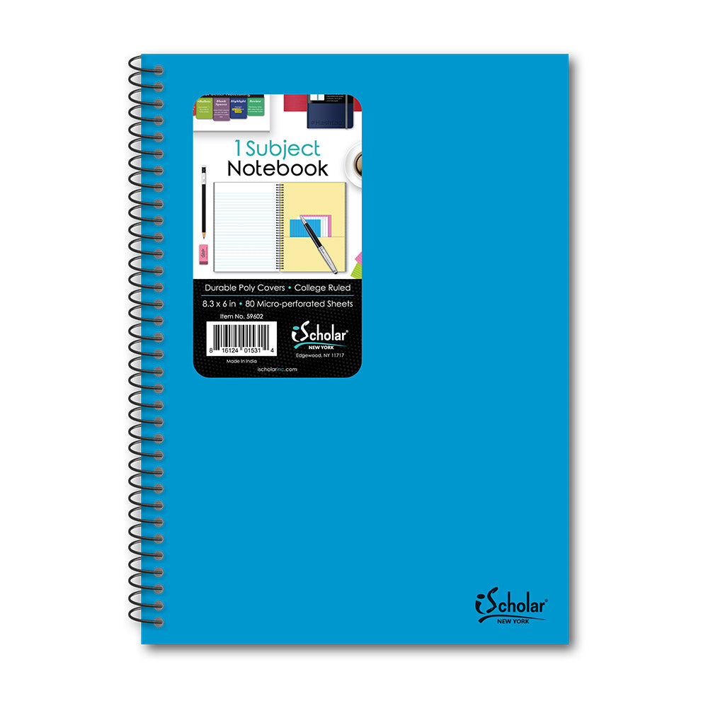 1 Subject Poly Notebook College Ruled 8.3" x 6" 80 Sheets 59602