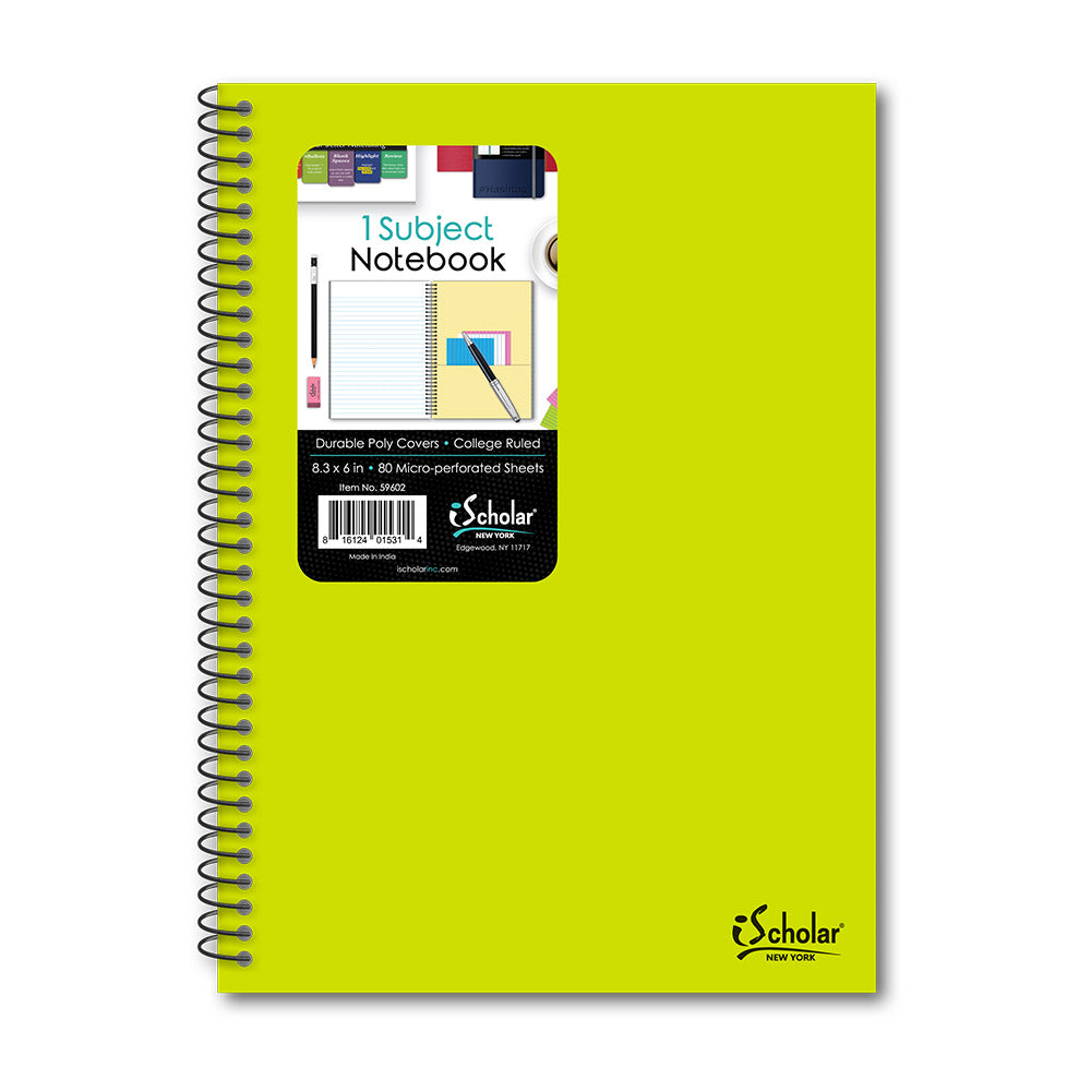 1 Subject Poly Notebook College Ruled 8.3" x 6" 80 Sheets 59602