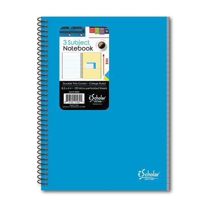 3 Subject Poly Notebook College Ruled 8.3" x 6" 120 Sheets 59604
