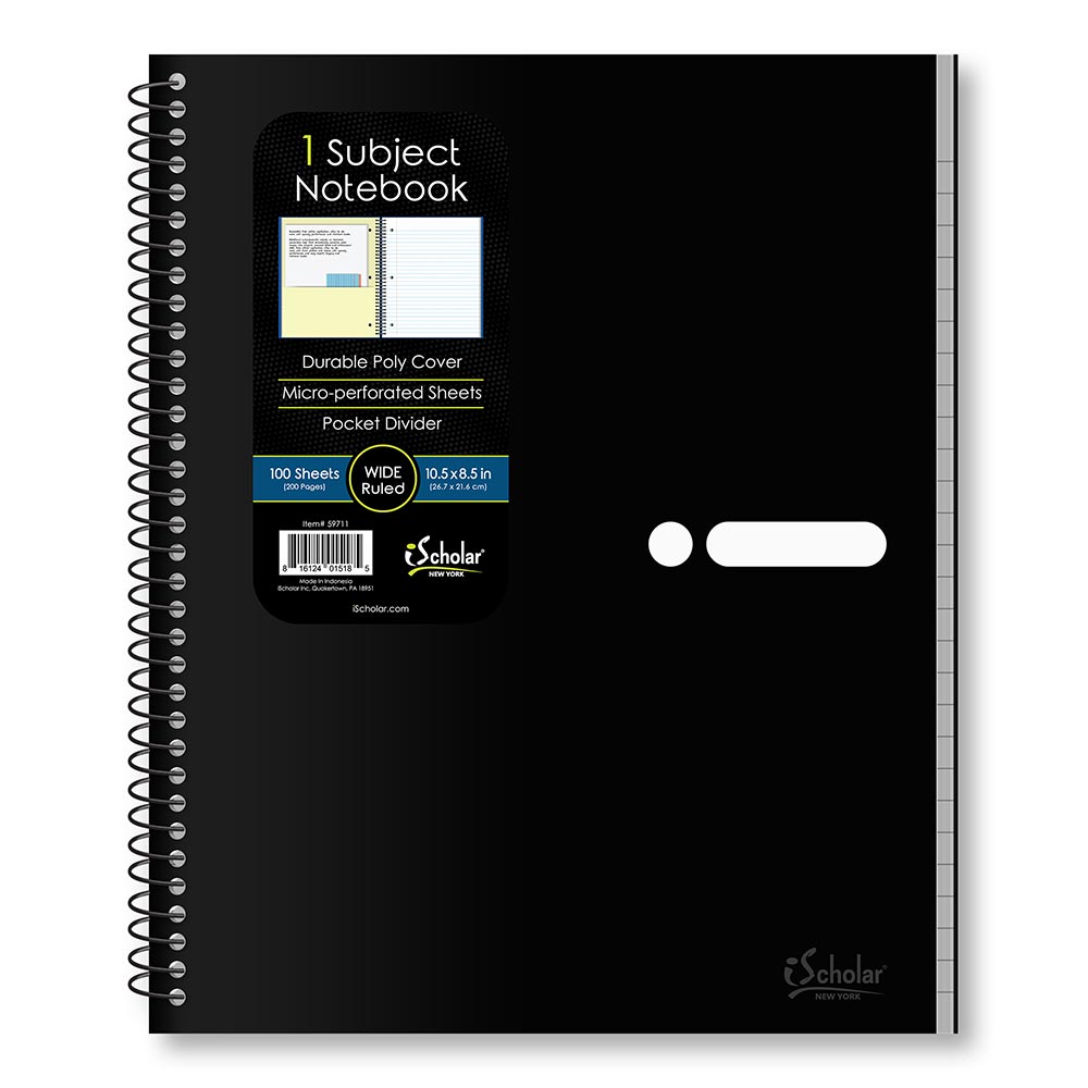 1 Subject Poly Notebook Wide Ruled 10.5" x 8.5" 100 Sheets 59711