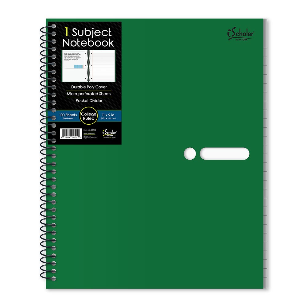 1 Subject Poly Notebook College Ruled 11" x 9" 100 Sheets 59712