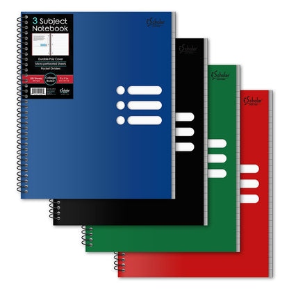 3 Subject Poly Notebook College Ruled 11" x 9" 150 Sheets 59714