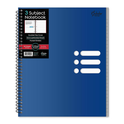 3 Subject Poly Notebook College Ruled 11" x 9" 150 Sheets 59714