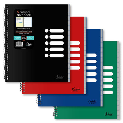 5 Subject Poly Notebook Wide Ruled 10.5" x 8.5" 200 Sheets 59715