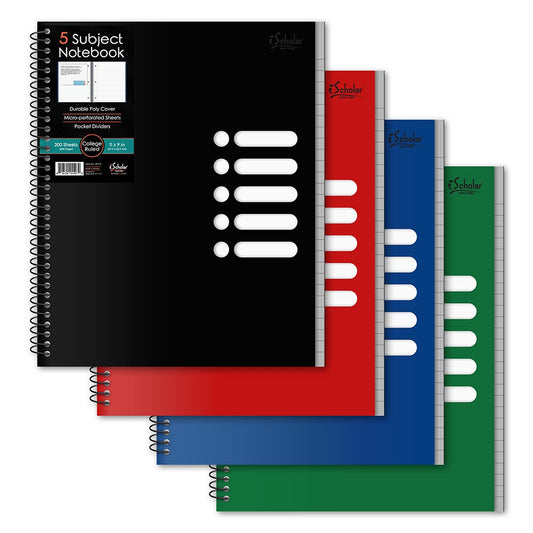 5 Subject Poly Notebook College Ruled 11" x 9" 200 Sheets 59716