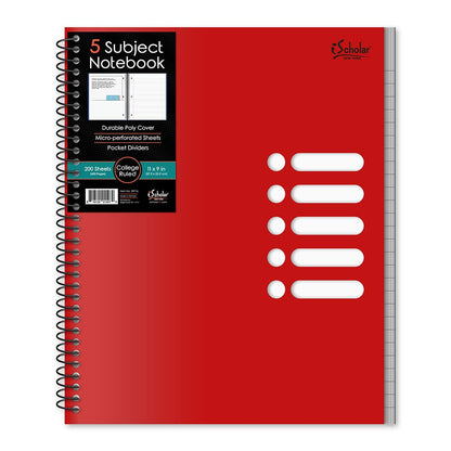 5 Subject Poly Notebook College Ruled 11" x 9" 200 Sheets 59716