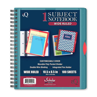 iQ Premium 1 Subject Poly Notebook Wide Ruled 10.5 x 8.5in 100 Sheets 59901