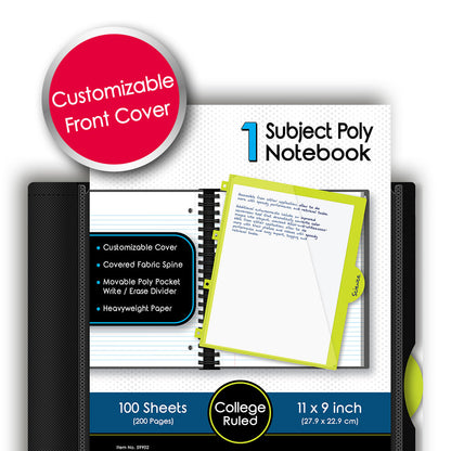 iQ+ Premium 1 Subject Poly Notebook College Ruled  11 x 9in 100 Sheets 59902