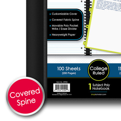 iQ+ Premium 1 Subject Poly Notebook College Ruled  11 x 9in 100 Sheets 59902