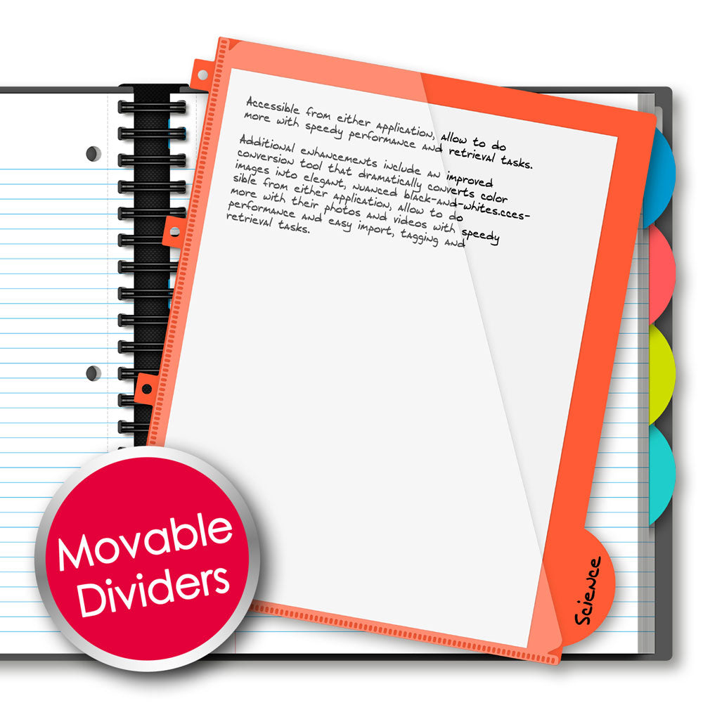 iQ+ Premium 5 Subject Poly Notebook College Ruled  11 x 9in 200 Sheets 59906