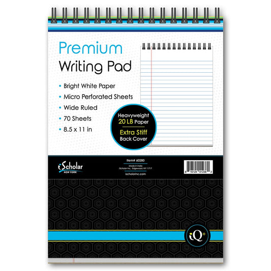 iQ+ Premium Writing Pad White Double Wire 8.5 x 11in 70 Sheets 60280