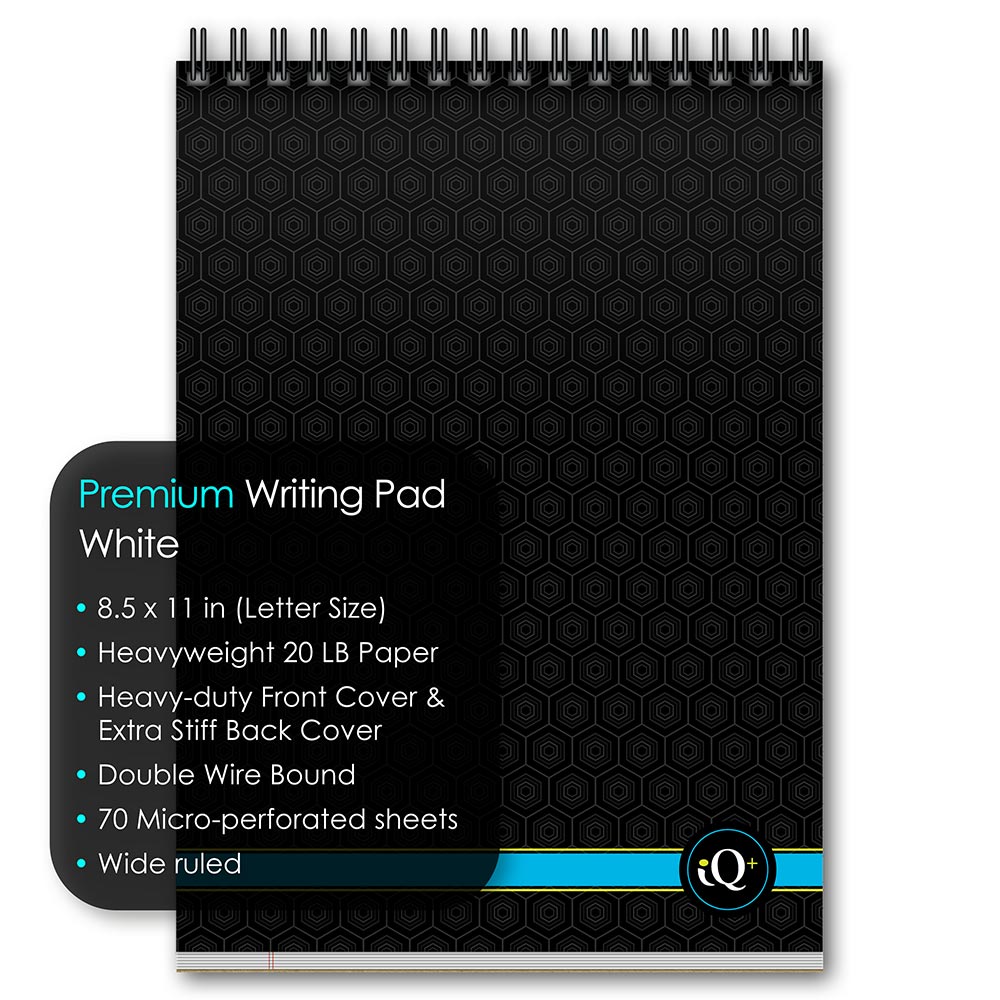 iQ+ Premium Writing Pad White Double Wire 8.5 x 11in 70 Sheets 60280