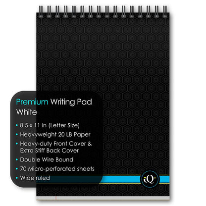 iQ+ Premium Writing Pad White Double Wire 8.5 x 11in 70 Sheets 60280