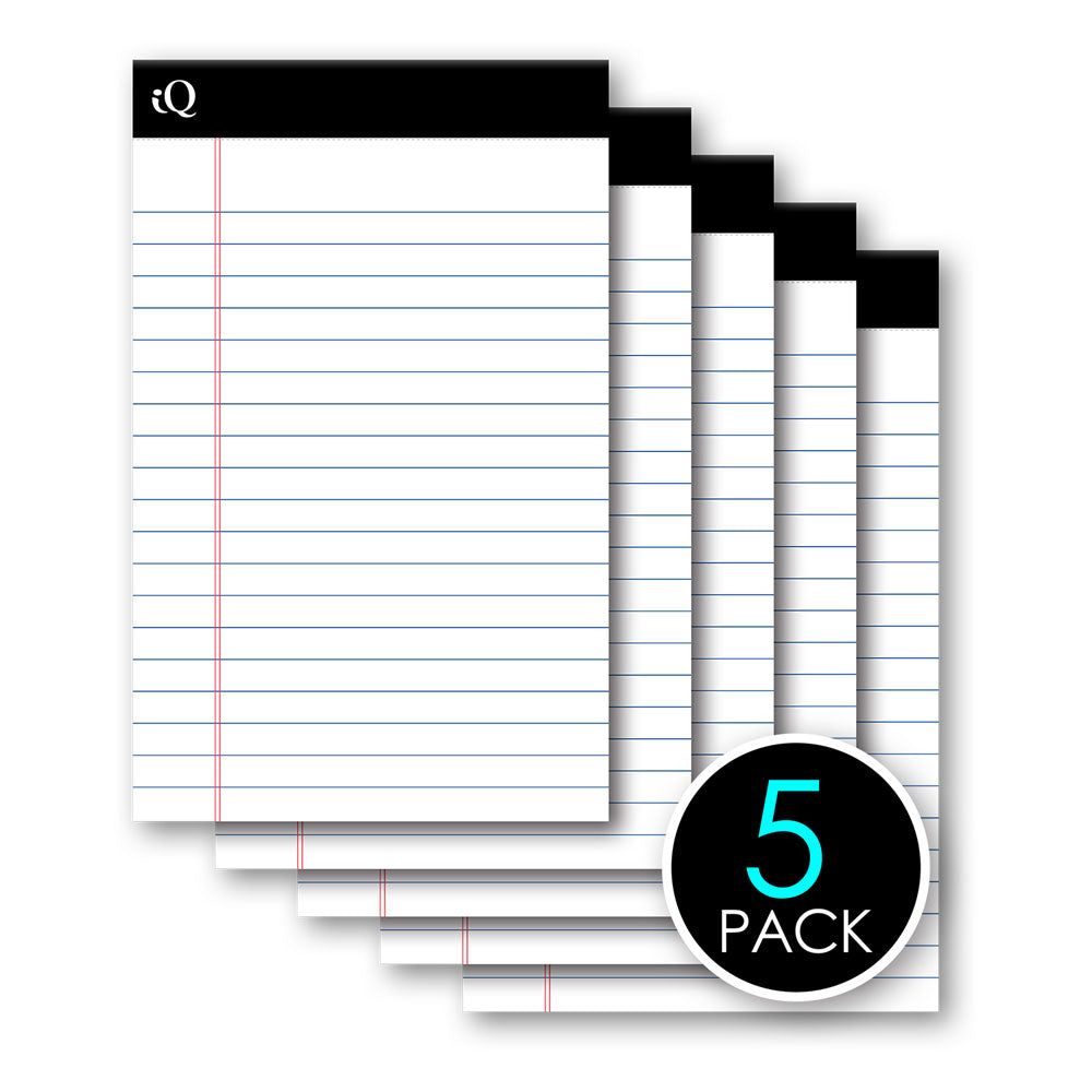 5 Pack iQ  Jr. Legal Pads White 5 x 8in 250 Sheets 65805