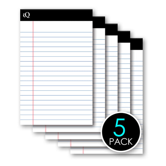 5 Pack iQ  Jr. Legal Pads White 5 x 8in 250 Sheets 65805