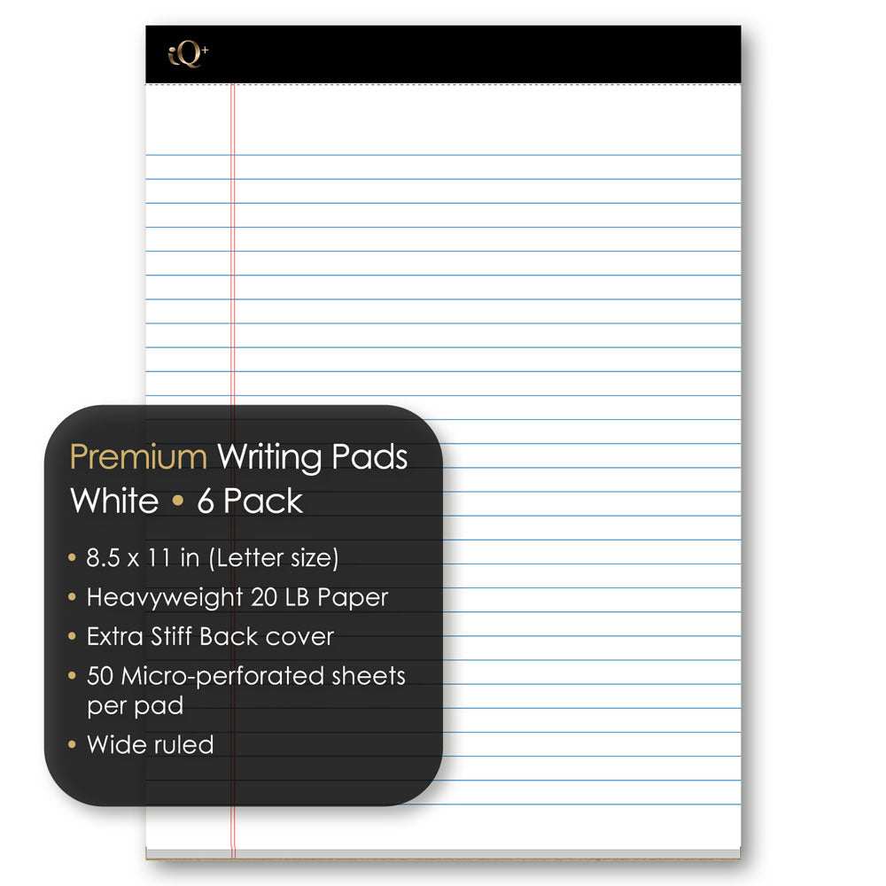 6 Pack iQ+ Premium Writing Pad White 8.5 x 11in 300 Sheets 68106