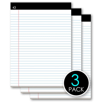 3 Pack iQ Legal Pad White 8.5 x 11.75in 150 Sheets 68113