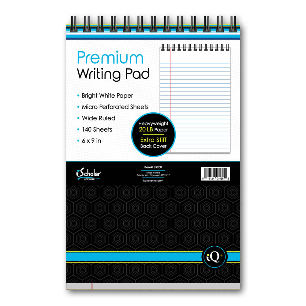 iQ+ Premium Writing Pad White Double Wire 6 x 9in 140 Sheets 69200