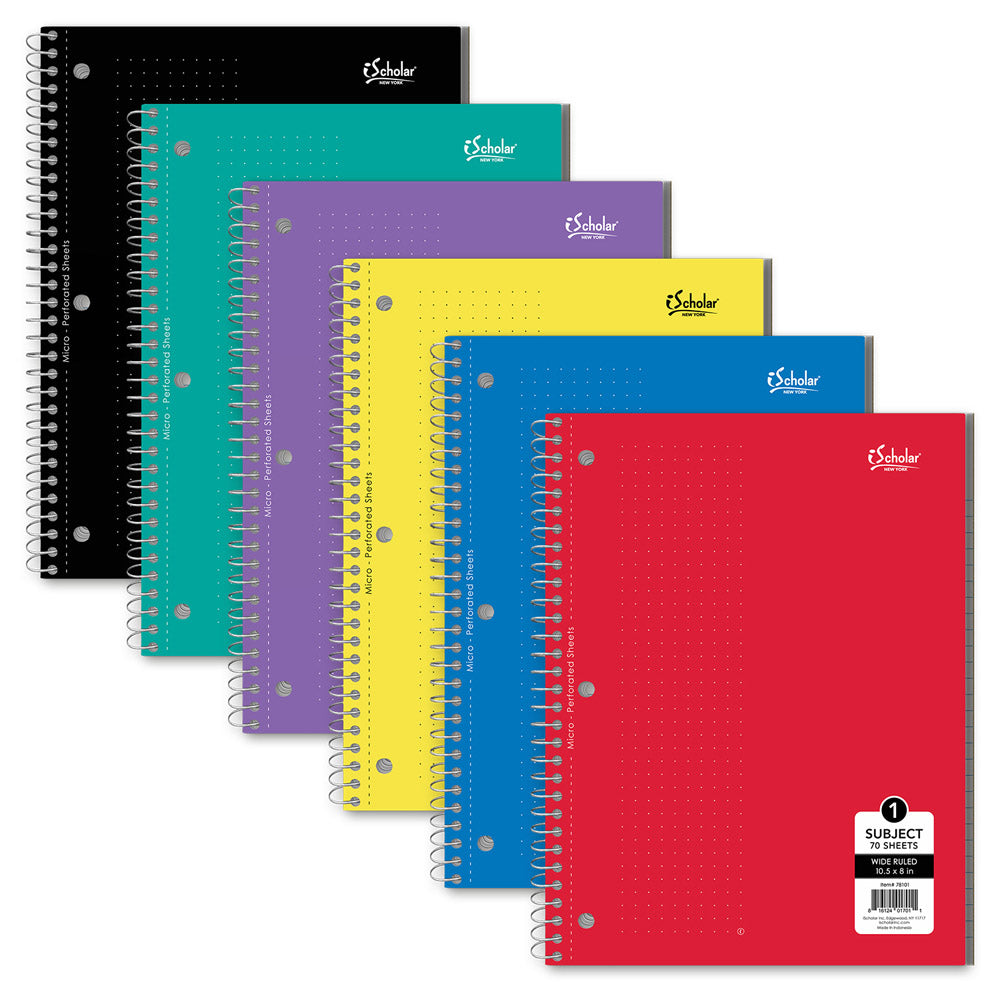 1 Subject Wirebound Notebook Wide Ruled 10.5 x 8in 70 Sheets 78101