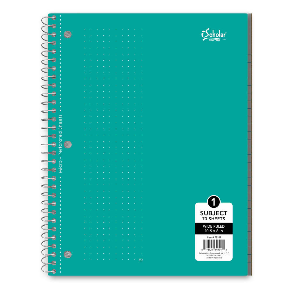 1 Subject Wirebound Notebook Wide Ruled 10.5 x 8in 70 Sheets 78101