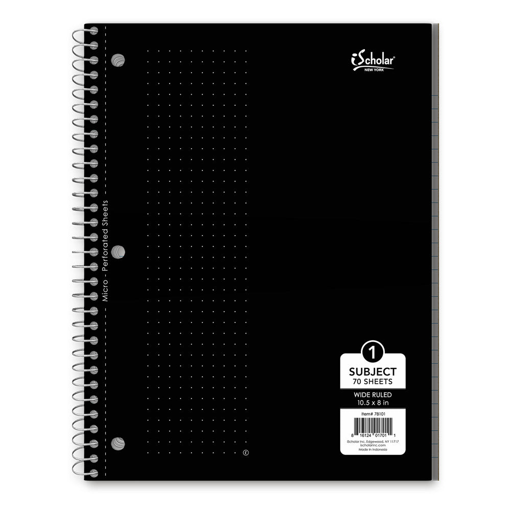 1 Subject Wirebound Notebook Wide Ruled 10.5 x 8in 70 Sheets 78101