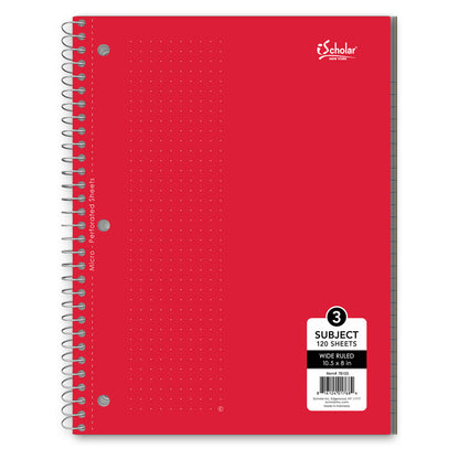 3 Subject Wirebound Notebook Wide Ruled 10.5 x 8in 120 Sheets 78103