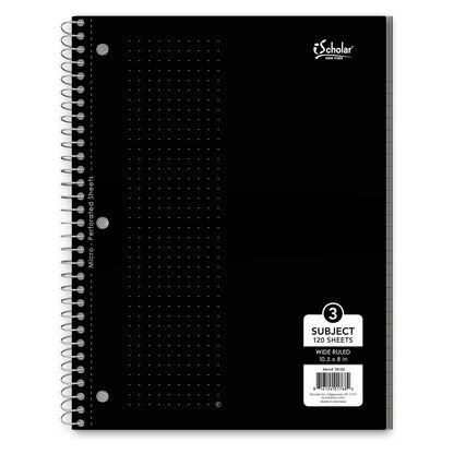 3 Subject Wirebound Notebook Wide Ruled 10.5 x 8in 120 Sheets 78103