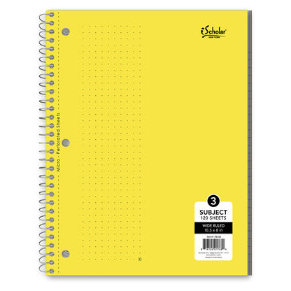 3 Subject Wirebound Notebook Wide Ruled 10.5 x 8in 120 Sheets 78103