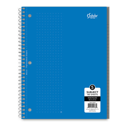 5 Subject Wirebound Notebook Wide Ruled 10.5 x 8in 180 Sheets 78107