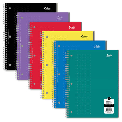 5 Subject Wirebound Notebook College Ruled 10.5 x 8in 180 Sheets 78108