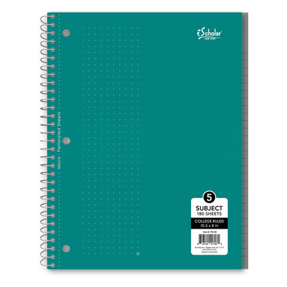 5 Subject Wirebound Notebook College Ruled 10.5 x 8in 180 Sheets 78108