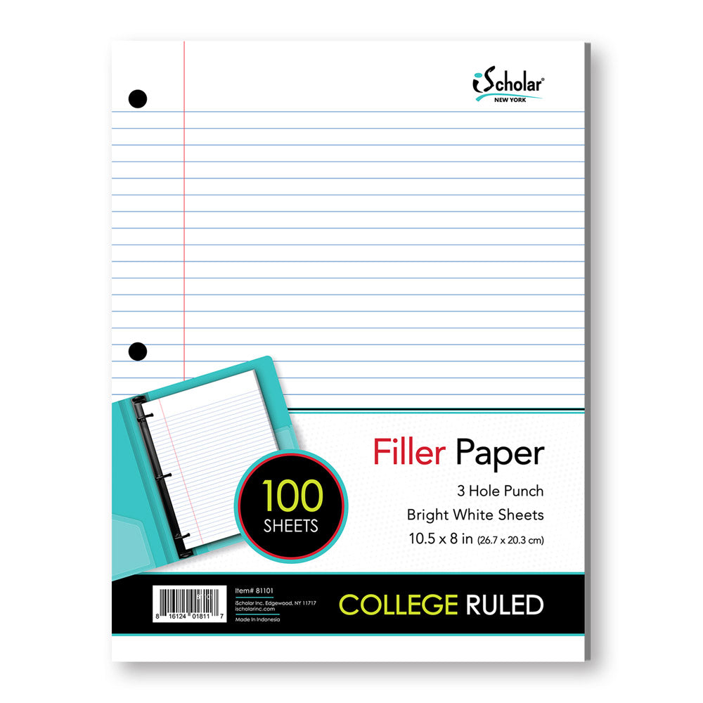 Filler Paper College Ruled 10.5 x 8in 100 Sheets 81101