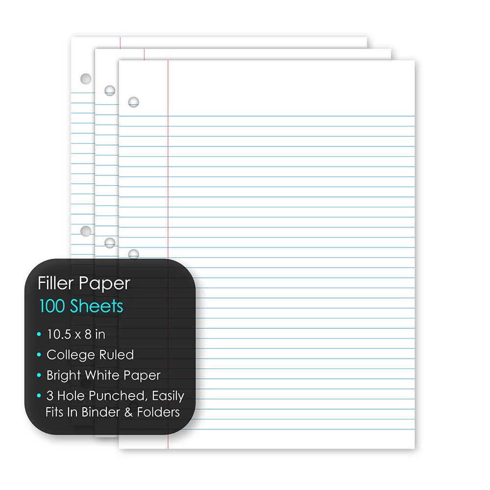 Filler Paper College Ruled 10.5 x 8in 100 Sheets 81101