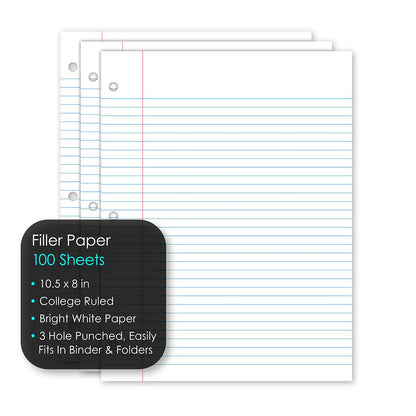 Filler Paper College Ruled 10.5 x 8in 100 Sheets 81101