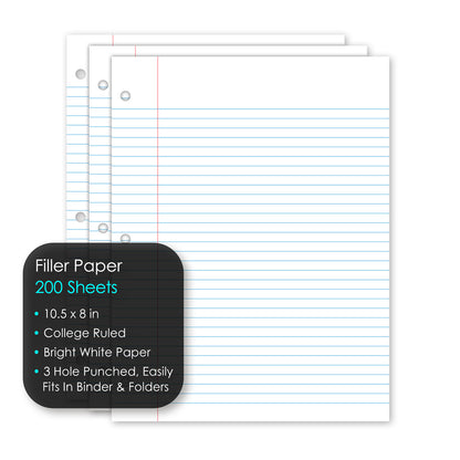 Filler Paper College Ruled 10.5 x 8in 200 Sheets 81201