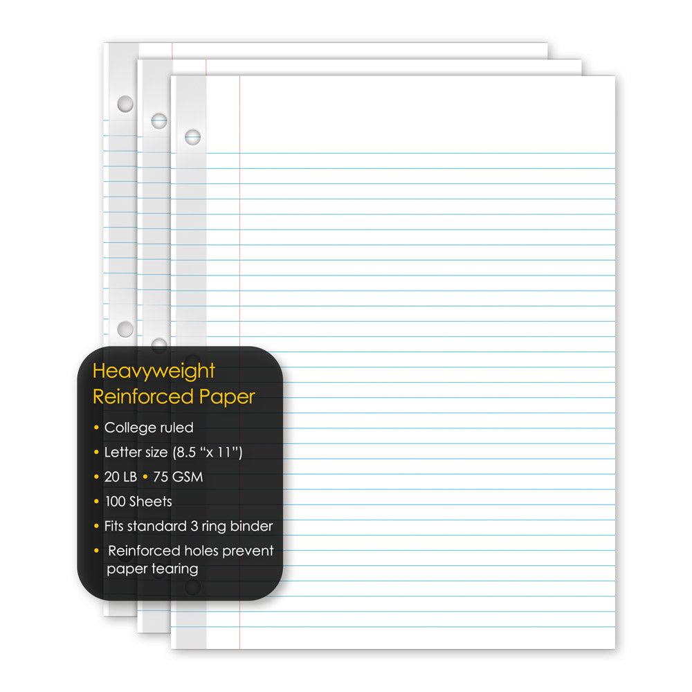 iQ Reinforced Filler Paper College Ruled 11 x 8.5in 100 Sheets 83101