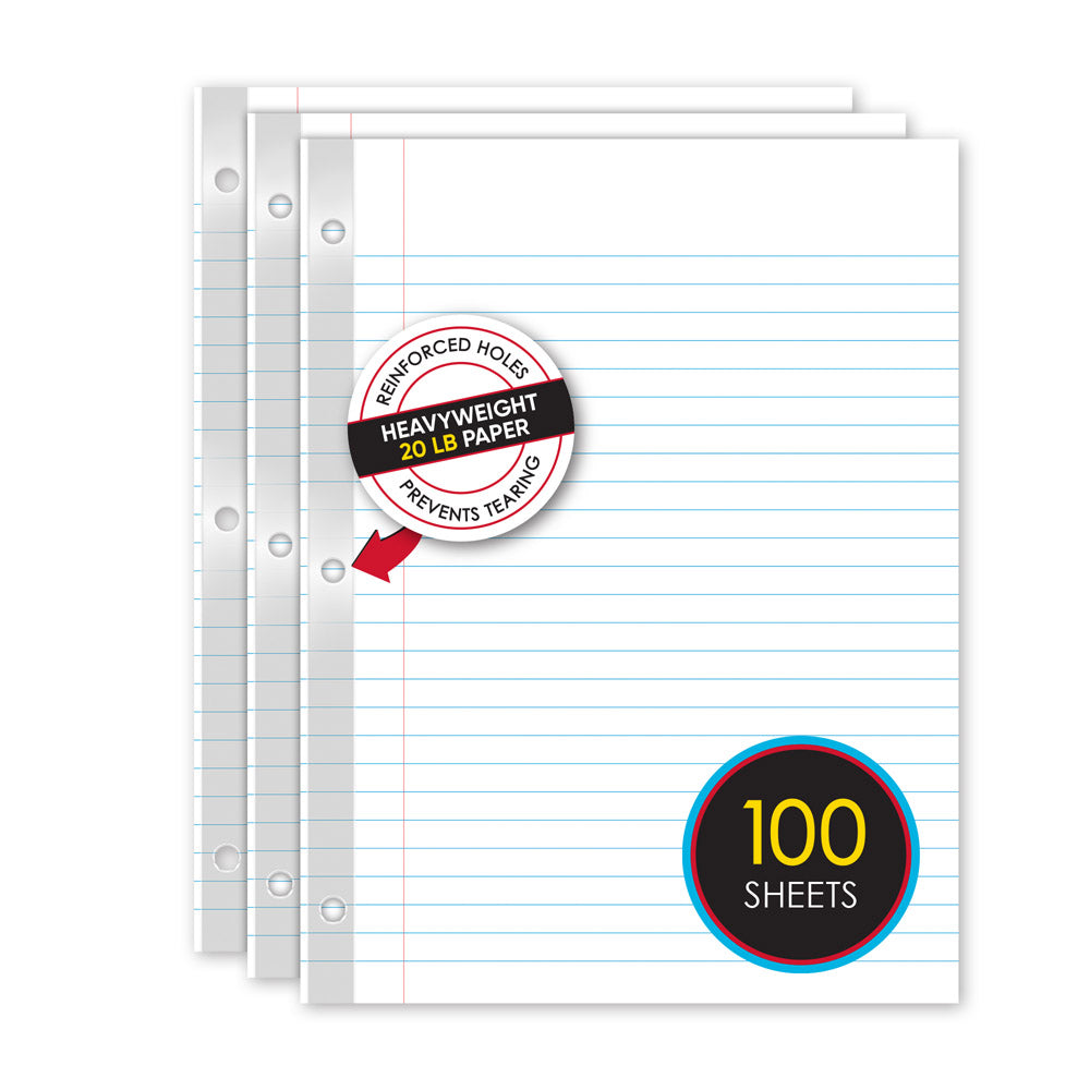 iQ Reinforced Filler Paper Wide Ruled 10.5 x 8in 100 Sheets 83110