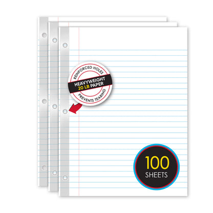 iQ Reinforced Filler Paper Wide Ruled 10.5 x 8in 100 Sheets 83110