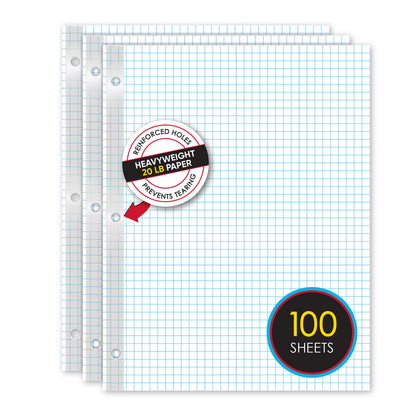 iQ Reinforced Filler Paper 4 x 4 Graph Ruled 11 x 8.5in 100 Sheets 83444