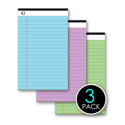 3 Pack iQ Pastel Jr. Writing Pads 5 x 8in 150 Sheets 85803