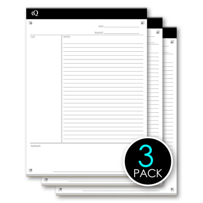 3 Pack iQ Note Taking Pads 8.5 x 11.75in 150 Sheets 88110
